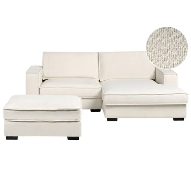 Beliani Corner Sofa Kolding Boucle Light Beige With Ottoman Left Hand