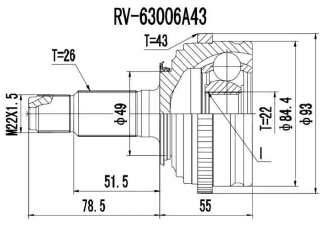 PROCARO 77-RV-100 CV Joint Wheel Side Joint Kit,drive shaft (5)