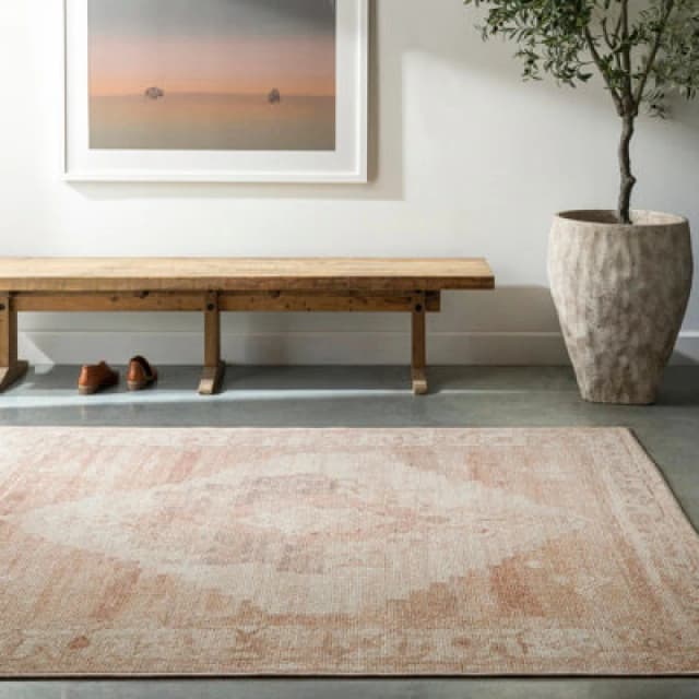 Becki Owens X Livabliss Vintage Oriental Boho Blush/cream Luca Area Rug 120 X 170 Cm - Easy Care, Ideal For Living Room & Bedroom