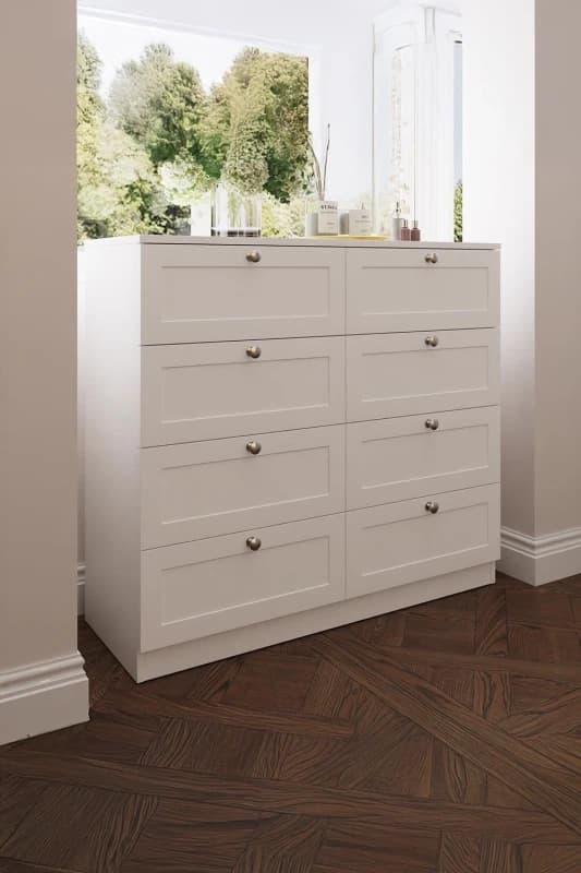 FWStyle FWStyle 8 Drawer Chest Of Drawers Deep Design Modern Panelled Fronts Matt White White One Size Unisex 5056413127327