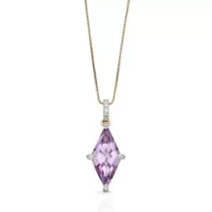 JG Signature 9ct Gold Amethyst & Diamond Kite Necklace
