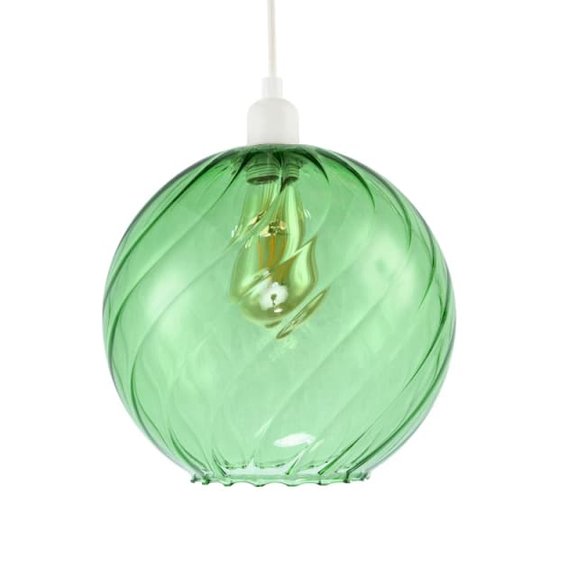 Happy Homewares Chic Emerald Green Circular Fluted Glass Ceiling Pendant Light Shade Emerald Unisex