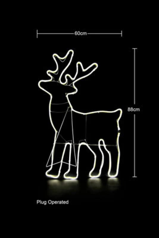 Shatchi Standing Reindeer Neon Effect Rope Light Silhouette Double Side 90 Cool White Leds