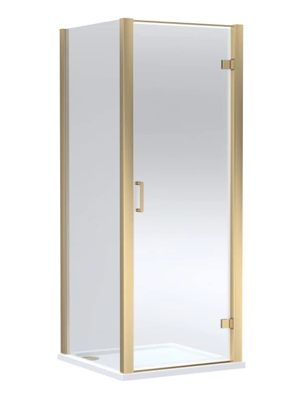 Balterley Hinged Shower Door & Tray: 900x900mm Brushed Brass/White in Metallics Metallics Unisex