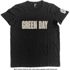 Green Day - Logo & Grenade Unisex Large T-Shirt - Black