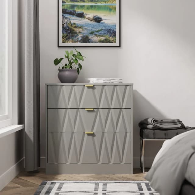 Fiji Ready Assembled Grey & Oak 5 Drawer Wide Bedside Chest (H)1089mm (W)450mm (D)395mm