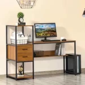 Homcom Industrial Computer Desk W/ Storage Home Writing Table Walnut Brown