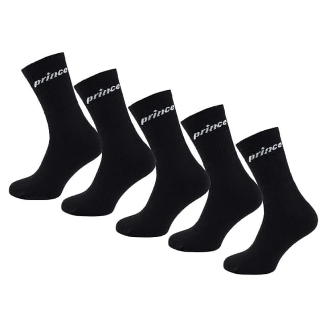 Prince Prince Men Tennis 5-Pack Black Socks Size: 6-8 Black 6-8 Male 5056395811610