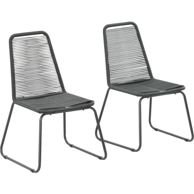 vidaXL Outdoor Chairs 2 pcs Poly Rattan Black