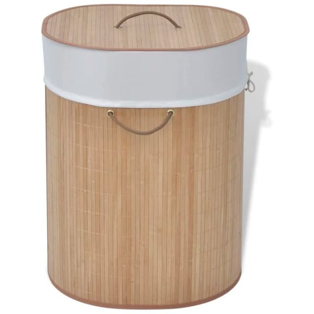 VIDAXL Bamboo Laundry Bin Oval Natural vidaXL 242727
