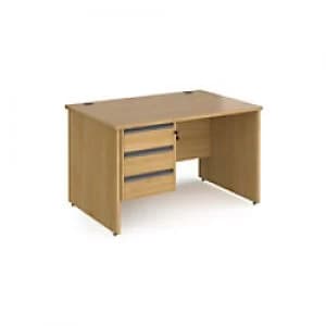 Dams International Straight Desk with Oak Coloured MFC Top and Graphite Frame Panel Legs and 3 Lockable Drawer Pedestal Contract 25 1200 x 800 x 725mm