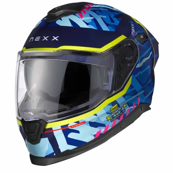 Nexx Y.100R Urbangram Indigo Blue Matt Full Face Helmet Size XL