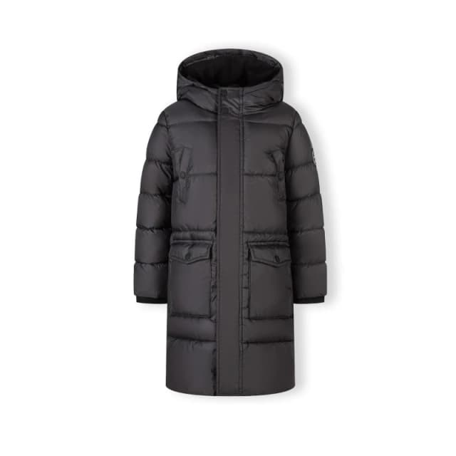 Minoti Boys long padded coat with hood and snap details grey Charcoal male 7-8 Yrs