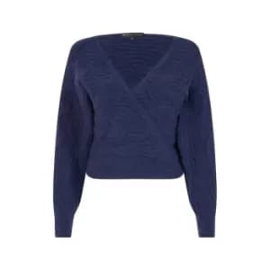 Mela London Navy Knitted Wrap Jumper - Blue