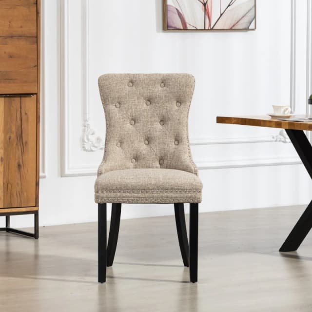 Artemis Home Rivara Fabric Dining Chairs - Set of 2 in Light Brown Size: 2 Pack Light Brown Unisex 2 Pack