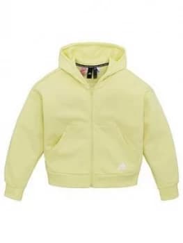 Adidas Girls 3 Stripe Full Zip Hoodie - Yellow