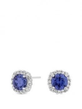 Simply Silver Sterling Silver Blue Cubic Zirconia Halo Stud Earrings