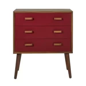 Elijah Retro Dark Pine 3-Drawer Tapered Leg Drawer Unit Mulberry