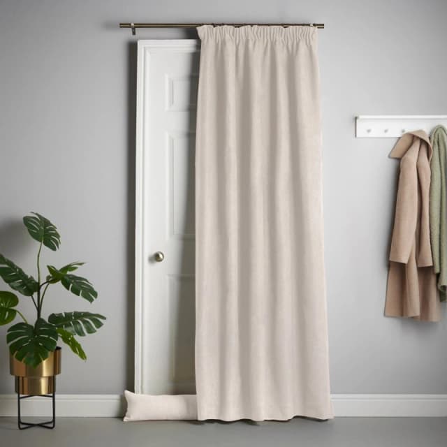 Alan Symonds Velvet Chenille Pencil Pleat Thermal Door Curtain Cream unisex 137x213cm