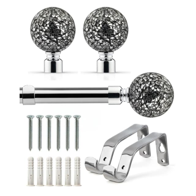 Emma Barclay Curtain Pole Extendable Cut Glass Chrome unisex 120-210cm