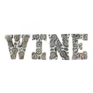 Hand Carved Wooden White Flower Letters Wine