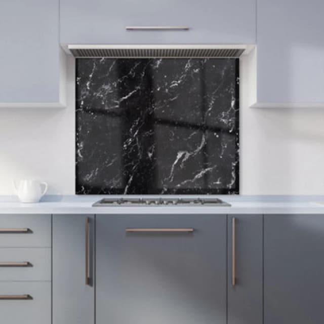 Warren Reed Designer Polished Black Quartz Effect Kitchen Splashback