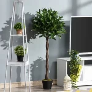 Outsunny Set of 2 Artificial Topiary Bay Laurel Ball Trees Decorative Plant with Nursery Pot for Indoor Outdoor Decor, 120cm