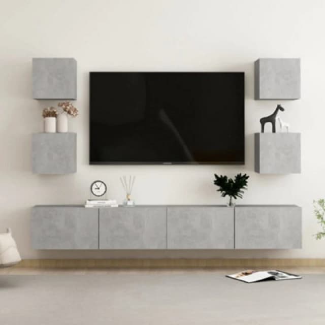 Vidaxl 6 Piece TV Cabinet Set Concrete Grey Engineered Wood