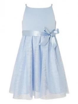 Monsoon Baby Girls Foil Print Spot Dress - Pale Blue Size 0-3 Months