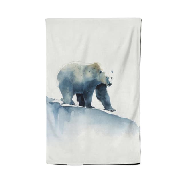 Warren Reed - Designer Polar Bear Watercolour Tea Towel in Brown Brown Unisex