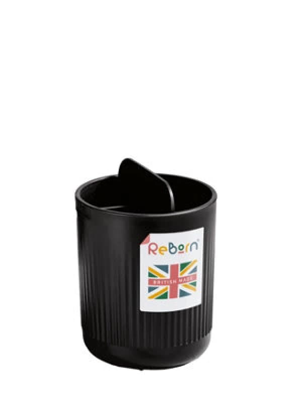 ReBorn Reborn Recycled Toothbrush Holder - Graphite Black Bathroom Accessories Caddy - With Three Compartments - Made In The Uk