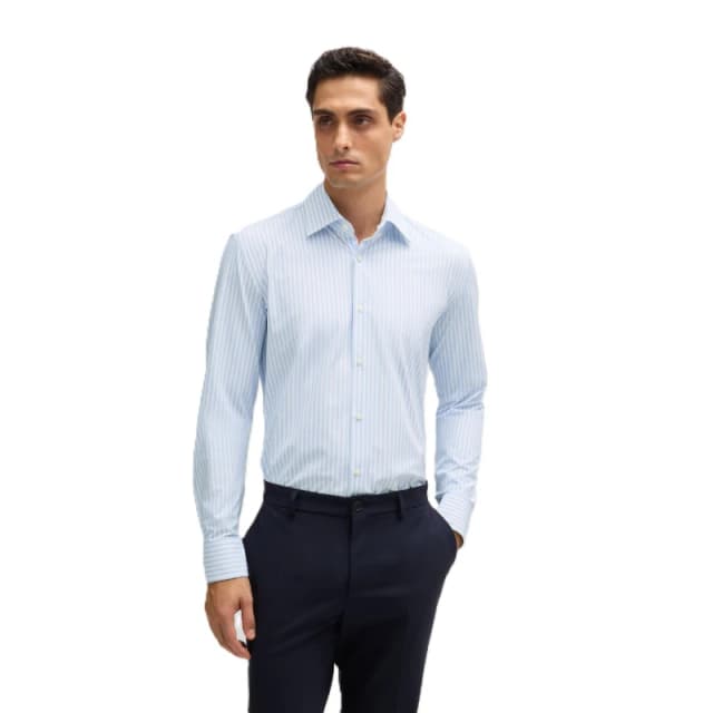 Boss Mens P Hank Kent Long Sleeve Oxford Shirt Blue male 15.5 inch