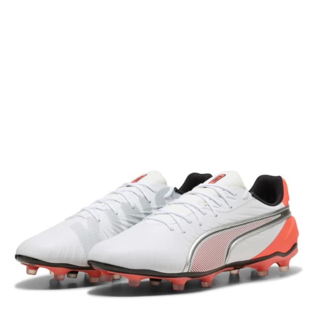 Puma Mens PUMA King Match 5 Firm Ground Football Boots White/Red male 7 (40.5)