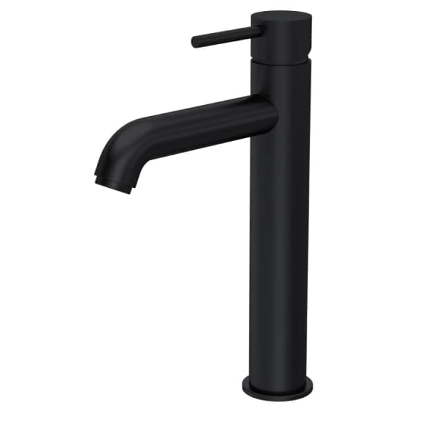 Balterley Round Minimalist Tall Mono Basin Mixer Tap Matt Black Black
