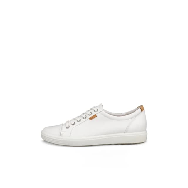 Ecco Soft 7 430003 Leather Womens Low Top Trainers - White - Size:UK 3.5-4