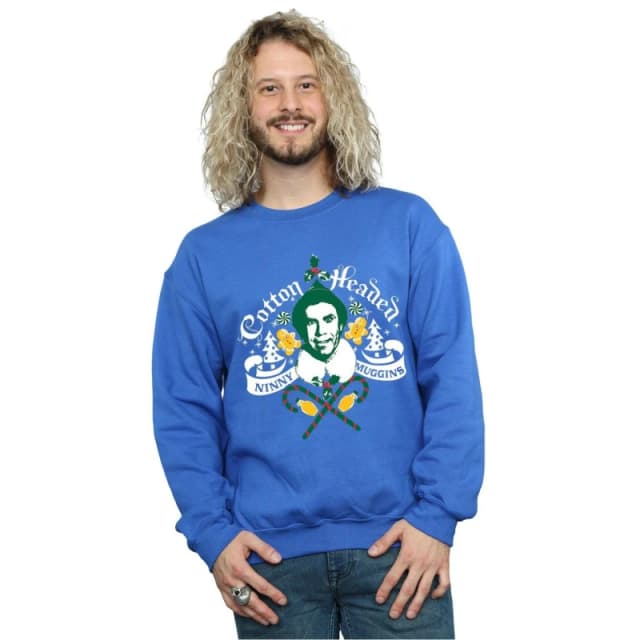 Elf Elf Men Headed Ninny Muggins Sweatshirt in Blue Size: Small Blue S Male 5057736071885