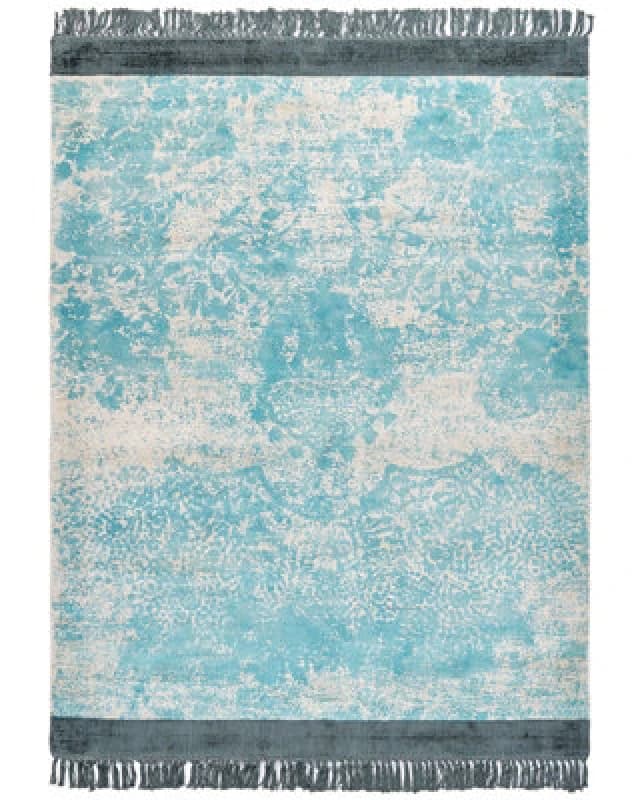 Beliani Rug Akarsu Blue 140 X 200 Cm Viscose