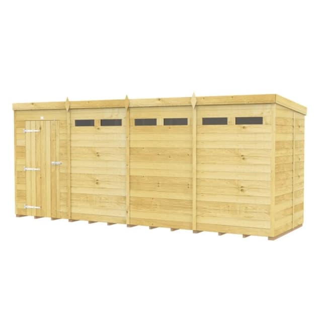 Buttercup Farm 16 x 5 Feet Pent Security Shed - Single Door - L147 x W474 x H201cm in Brown Brown Unisex