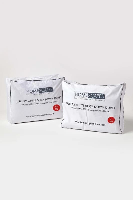 Homescapes Luxury White Duck Down 13.5 Tog All Seasons Duvet, Single