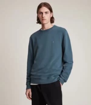 AllSaints Mens Cotton Raven Crew Sweatshirt, Blue, Size: XXL