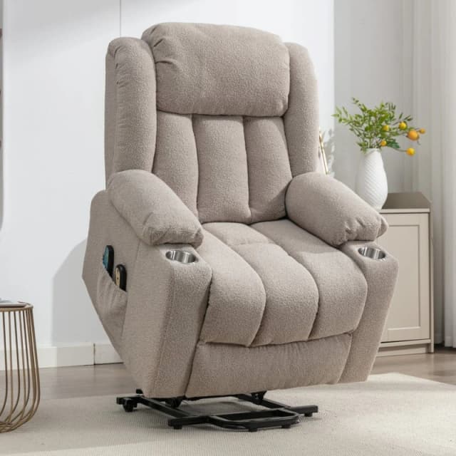 Artemis Home Redding Dual Motor Electric Lift Assist Recliner Chair with Massage & Heat in Light Brown Light Brown Unisex