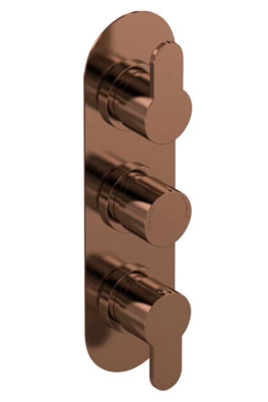 Nuie Arvan Triple Thermostatic Valve, Concealed Shower Valve With Precise Temperature Control, Brushed Bronze Finish