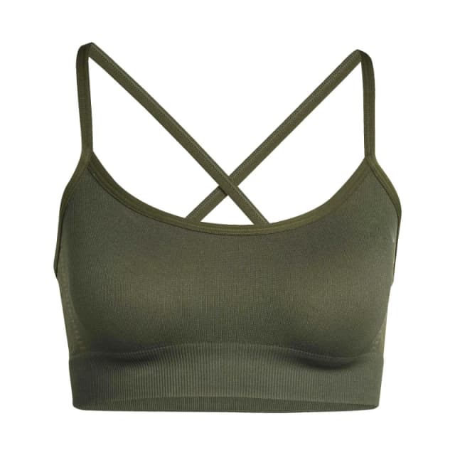 adidas Womens Sleeveless Low Impact Sports Bra Khaki female S (8-10)
