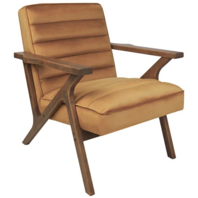 Beliani Retro Velvet Armchair Brown Kisa