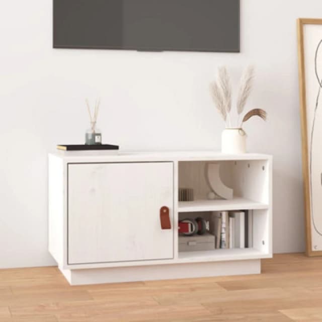 Vidaxl TV Cabinet White 70X34X40 Cm Solid Wood Pine, White 818236