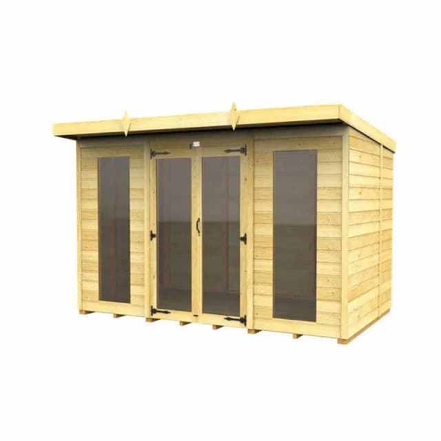 Buttercup Farm 10x5 ft Pent Summer House (Full Height Window) - L147 x W302 x H201cm in Brown Brown Unisex