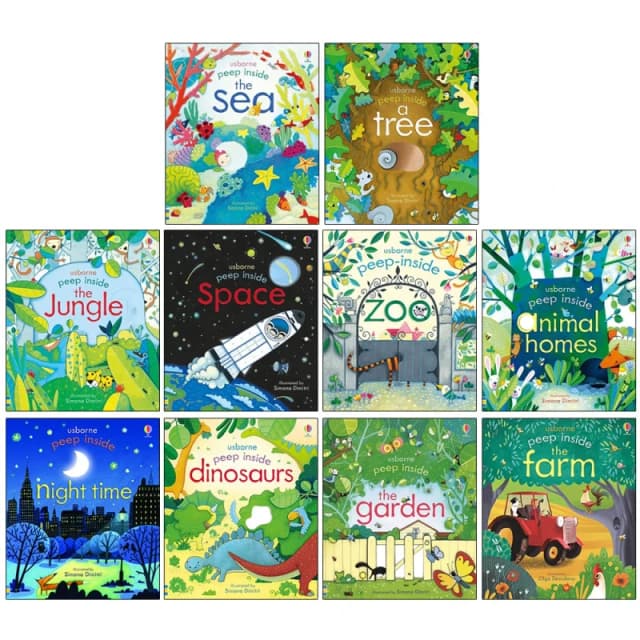 Usborne Peep Inside 10 Books Collection Set (Tree, The Sea, the Jungle, Space, Zoo, Animal Homes ) Anna Milbourne Books