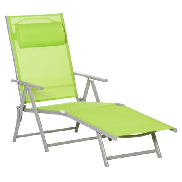 Outsunny Sling Patio Reclining Chaise Lounge - Green 84B-184GN