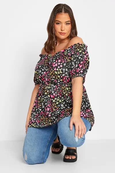 Yours Bardot Top Black