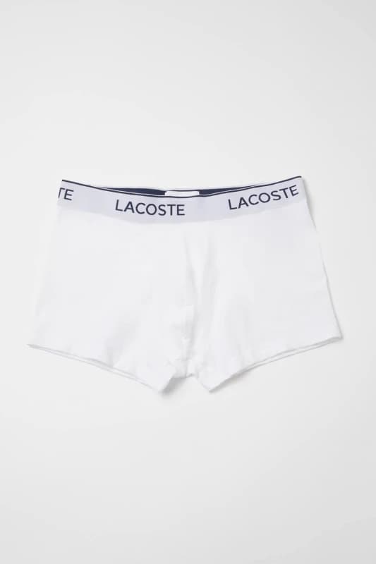 Lacoste Mens 3 Pack Boxers All White Size: 2XL White Male 2XL